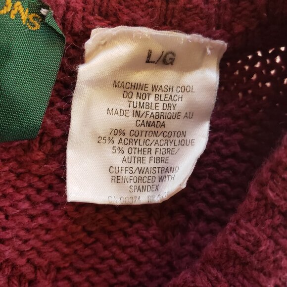 Vintage Northern Reflections By Parkhurst Maroon Farmhouse Knit Sweater Size L - Picture 11 of 15